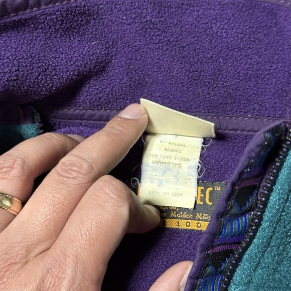 Vintage LL Bean Jacket Womens S Aztec Trim Fleece Polartec Series Windbloc USA - Picture 5 of 9
